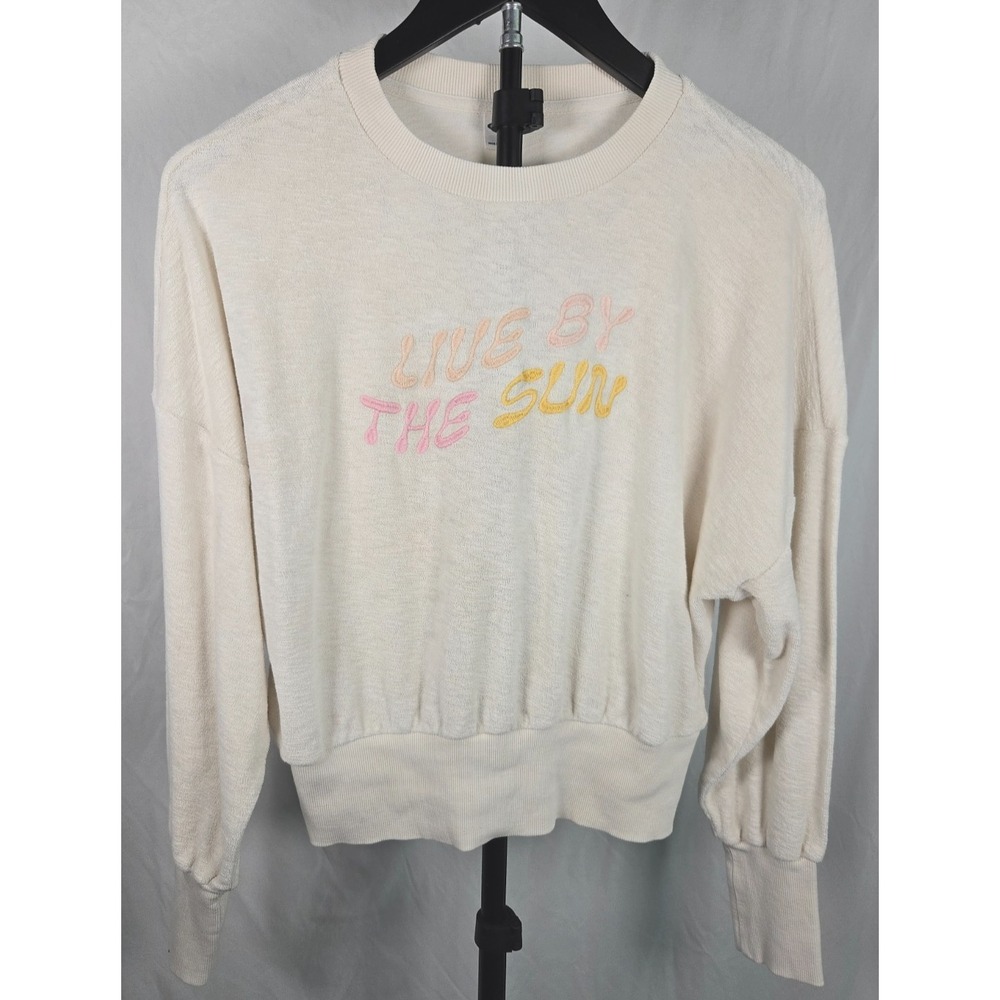 Old Navy Live By The Sun Terry Cloth Crop Sweatshirt Small Balloon Sleeve